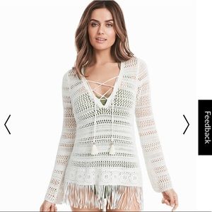 White House and Black Market Fringe Tunic Size XS